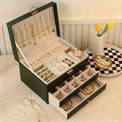 Elegant 3-Tier Jewelry Organizer Box - Luxe Storage Solution