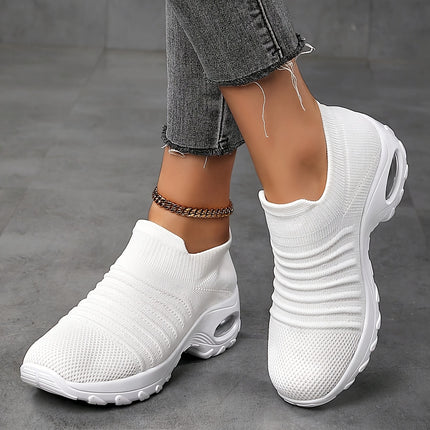 Women's White Breathable Athletic Walking Shoes