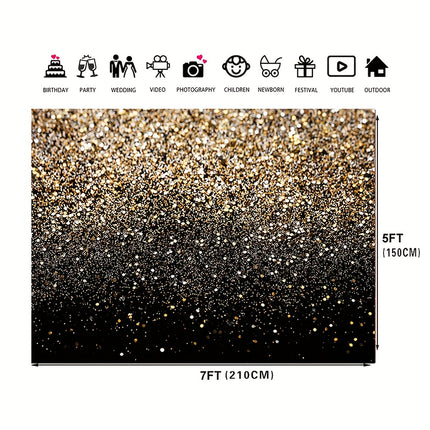 1pc Black And Golden Glitter Backdrop