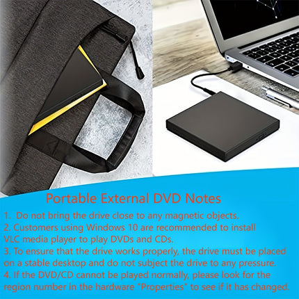8-in-1 Portable External CD/DVD Drive for Laptops