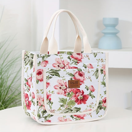 Floral Print Commuter Tote Bag