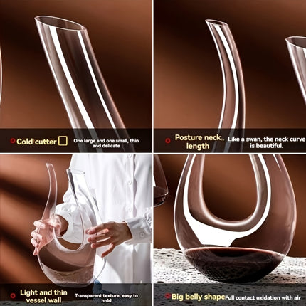 Elegant Crystal Glass Wine Decanter – U-Shaped Harp Design