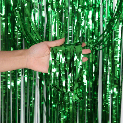 1pc, Golden Green Silvery Champagne Red Rain Streamer Backdrop