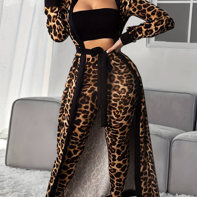Leopard Print 3-Piece Lounge Set