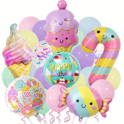 23 pcs Princess Theme Ice Cream & Candy Latex Balloons Set