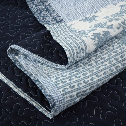 Soft & Breathable Floral Print 3pcs Bedspread Set - Reversible