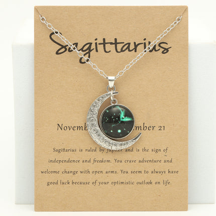 Luminous Zodiac Cross Pendant Necklace