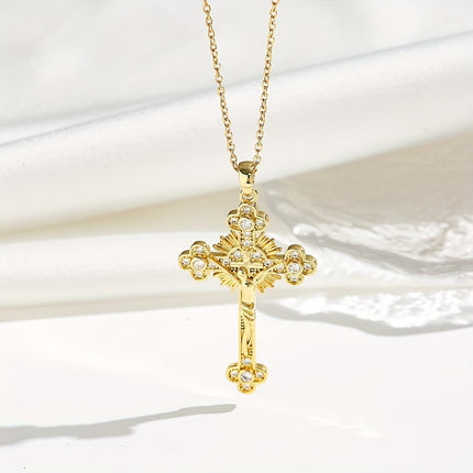 Micro-Set Zirconia Cross Necklace