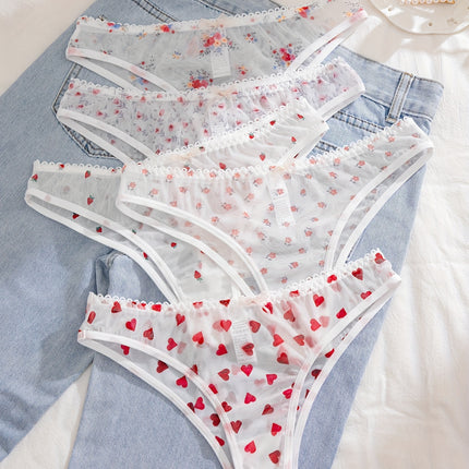 Floral & Heart Print Panty Set