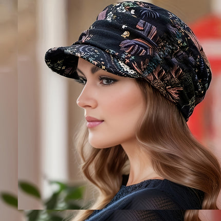Vintage Flower Print Newsboy Hat