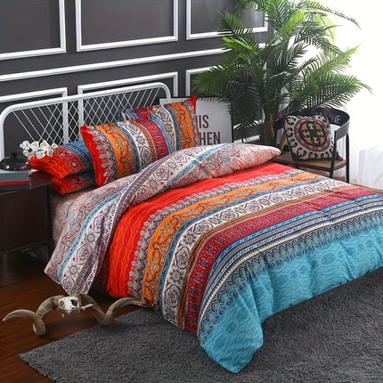 3pcs Ethnic Style Duvet Cover Set - Soft All-Season Bedding