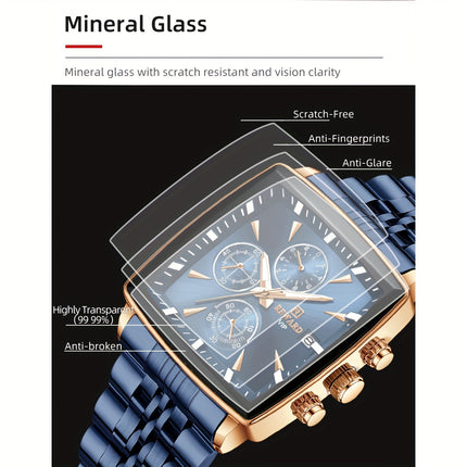 Luxury Blue Rectangle Quartz Watch