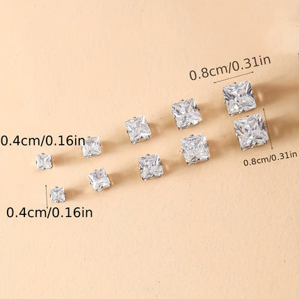 Elegant Square Zirconia Stud Earrings