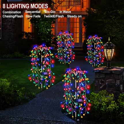 Solar-Powered LED Garden Lights – Firecracker Willow Design - Monti Bargains