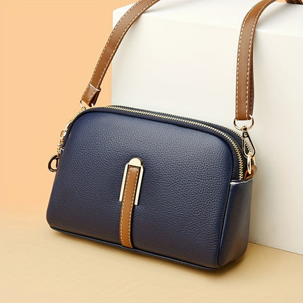 Vintage Litchi Embossed Crossbody Bag