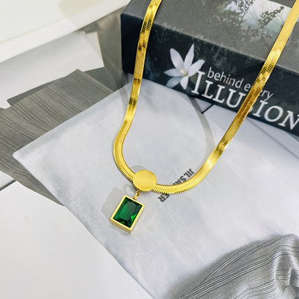 Green Zirconia Snake Bone Necklace Set