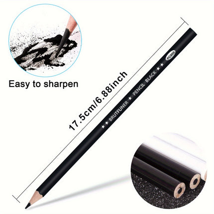 6pcs Professional Black Charcoal Pencils