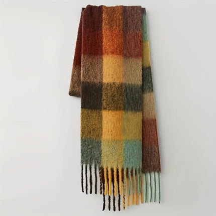 Boho Rainbow Tassel Chunky Scarf