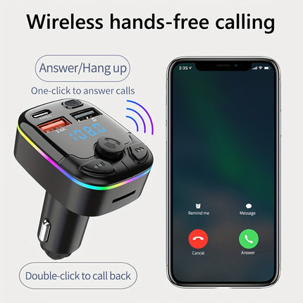 Wireless 5.0 Car Transmitter - Music, Calls & Charging
