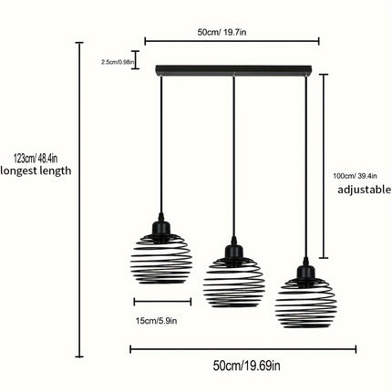 Vintage-Style Pendant Lamp - Adjustable Arm, Black Finish