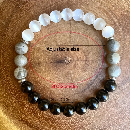 Men's Black & White Stone Protection Bracelet