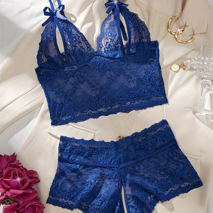 Sexy Floral Lace Christmas Lingerie Set