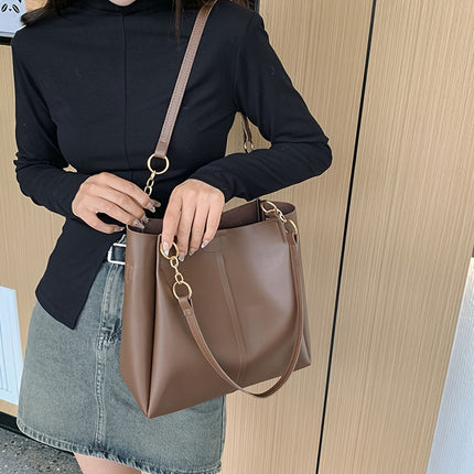 Stylish Faux Leather Tote Bag – Spacious & Versatile - Monti Bargains