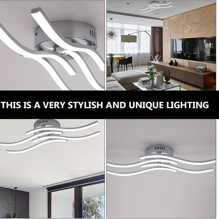 Modern LED Ceiling Light with 3-Color CCT, Curved Design