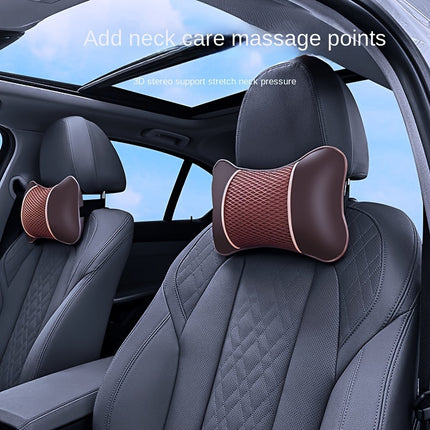Faux Leather Knitted Car Headrest Pillow for Neck Support