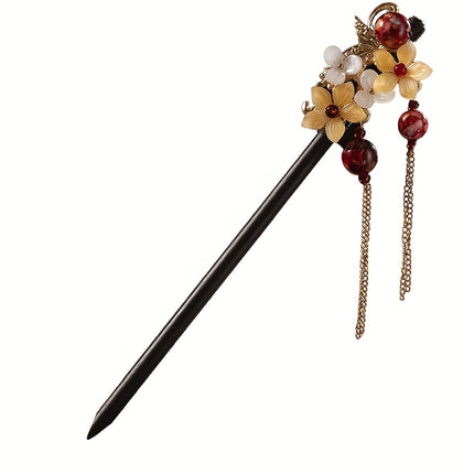 Retro Chinese Style Flower Hairpin – Elegant Hair Stick with Pendant