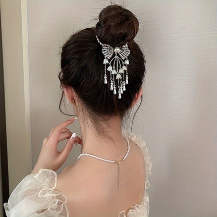 High-End Retro Rhinestone Pearl Hairpin