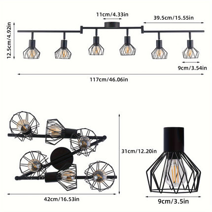 Retro LED 6-Bulb Ceiling Spotlight - E14 Swiveling Ceiling Lamp