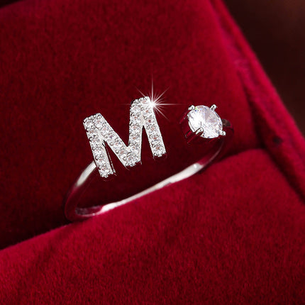 Adjustable Letter Zirconia Copper Ring