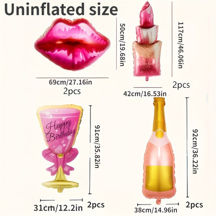 Champagne Lipstick Wine Glass Foil Balloons – Party Fun