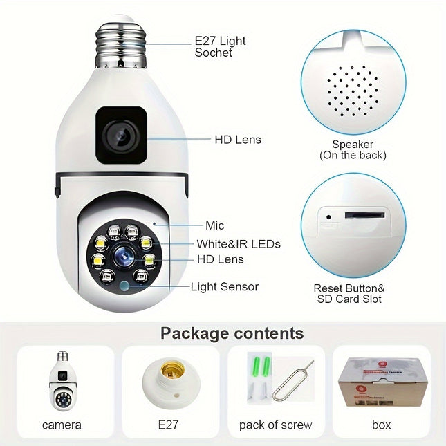 1080P HD WiFi Bulb Camera - 360° Smart Security