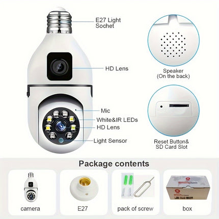 1080P HD WiFi Bulb Camera - 360° Smart Security