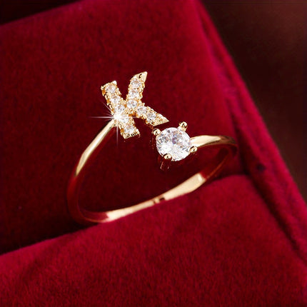 Adjustable Letter Zirconia Copper Ring