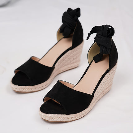 Chic Lace-Up Espadrille Wedge Sandals