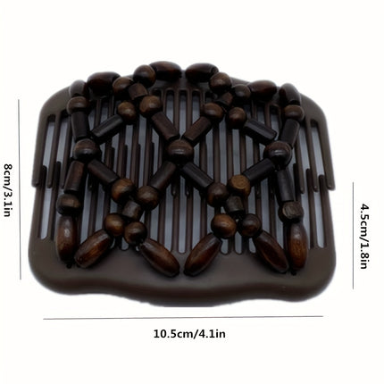 Wooden Beaded Double Hair Comb