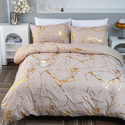 Soft Bronzing Duvet Cover Set - 3pcs, Elegant Comfort