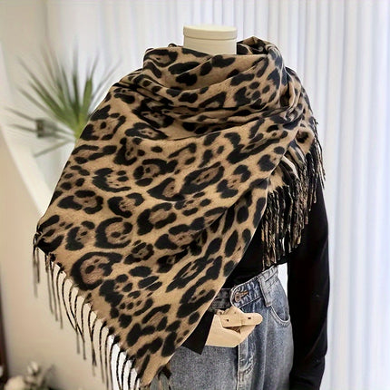 Bohemian Leopard Print Fleece Scarf