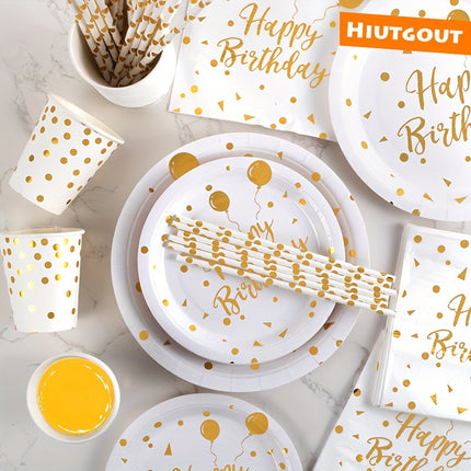 120/240pcs Golden Polka Dot Disposable Tableware Set
