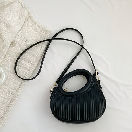 Black Striped Embossed Crossbody Bag