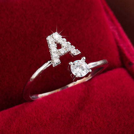 Adjustable Letter Zirconia Copper Ring