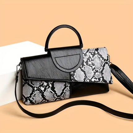 Two-Tone Snake Skin Mini Clutch