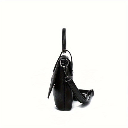 Elegant Black Crocodile Handbag