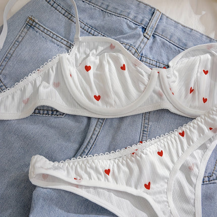 Heart Print Lingerie Set with Bow