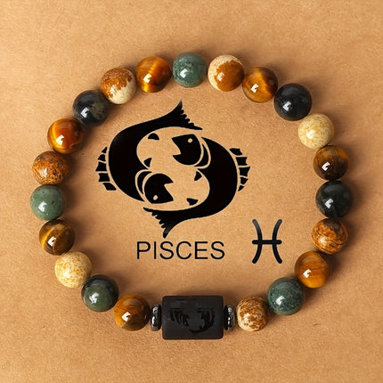 Men's Zodiac Stone Beaded Bracelet