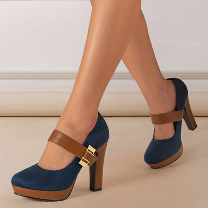 Retro Round Toe High Heeled Pumps