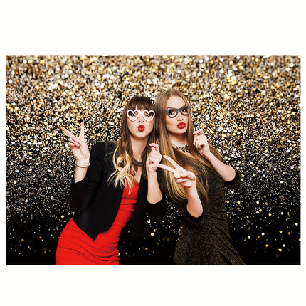 1pc Black And Golden Glitter Backdrop